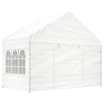Prieel met dak 15,61x4,08x3,22 m polyetheen wit