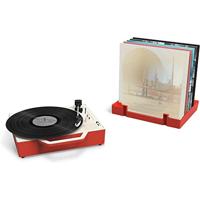 Victrola Re-Spin – Duurzame kofferplatenspeler met 3 snelheden (33 1/3, 45 & 78 RPM), riemaangedreven Bluetooth-draaitafel met ingebouwde basradiator en 3,5 mm hoofdtelefoonaansluiting (Rood) - thumbnail