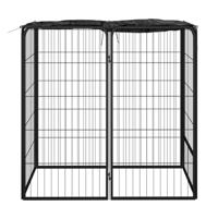 Hondenkennel 6 panelen 50 x 100 cm gepoedercoat staal zwart - thumbnail