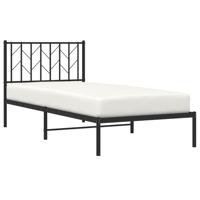 Bedframe met hoofdbord metaal zwart 90x200 cm - thumbnail