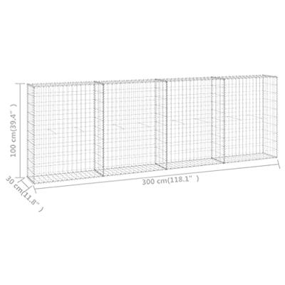 VidaXL Schanskorfmuur met deksels 300x30x100 cm gegalvaniseerd staal