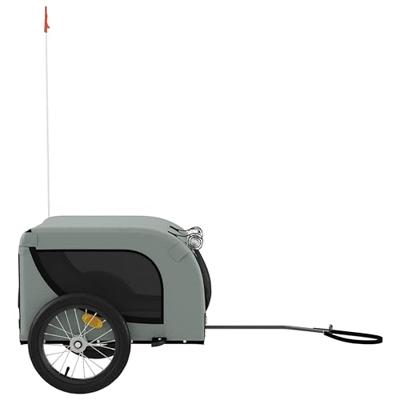 Hondenfietstrailer oxford stof en ijzer grijs en zwart - thumbnail