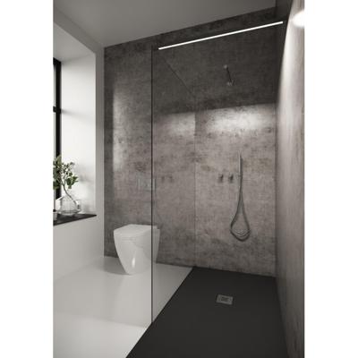 Inloopdouche Bellezza Bagno StabiLight 120x195 cm 8 mm Helder Glas Antikalk Inclusief Stabilisatiestang Met Verlichting Mat Zwart Bellezza Bagno