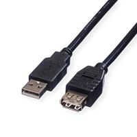ROLINE USB 2.0 Kabel, type A-A, M/F, zwart, 0,8 m - thumbnail