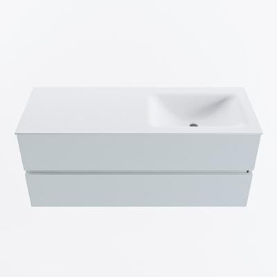 MONDIAZ VICA 120cm badmeubel onderkast Clay 2 lades. Wastafel CLOUD rechts zonder kraangat, kleur Talc.