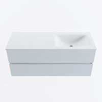 MONDIAZ VICA 120cm badmeubel onderkast Clay 2 lades. Wastafel CLOUD rechts zonder kraangat, kleur Talc. - thumbnail