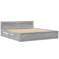 Bedframe met hoofdeinde bewerkt hout grijs sonoma 200x200 cm - thumbnail