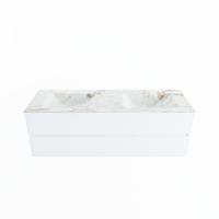 MONDIAZ VICA-DLUX 150cm badmeubel onderkast Talc 2 lades. Inbouw wastafel CLOUD dubbel 2 kraangaten, kleur Frappe. - thumbnail