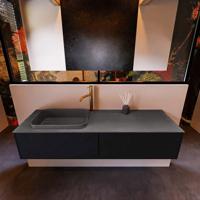 Badkamermeubelset Mondiaz Erin 150 cm met 2 Lades met RIDGE Wastafel Links Dark grey met 1 kraangat Greeploos Mat Urban - thumbnail