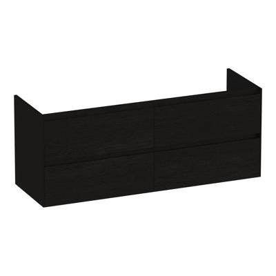Brauer Inspire - Onderkast - 140 cm - met 4 Softclose Lades Greeploos en 2 Sifon Uitsparingen - Timber Black