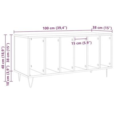 Platenkast met plank artisanaal eikenkleurig 100 x 38 x 48 cm