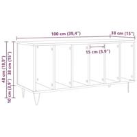 Platenkast met plank artisanaal eikenkleurig 100 x 38 x 48 cm - thumbnail