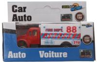 Gearbox voertuig ambulance Amerika wit/rood staal 8 cm - thumbnail
