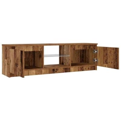 Tv-meubel met LED 120x30x36 cm bewerkt hout oud hout