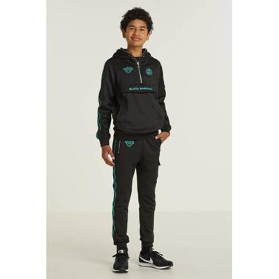 BLACK BANANAS skinny broek Unity met logo zwart/blauw