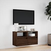 Tv-wandmeubel met LED-verlichting 80x31x45 cm bruin eikenkleur - thumbnail