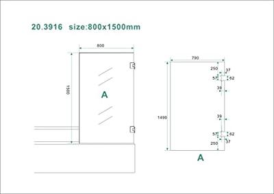 Wiesbaden profielloze draaibare badwand 800x1500 6mm NANO - thumbnail