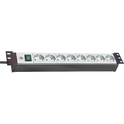 Brennenstuhl Premium-Line 19" stekkerdoos voor schakelkasten 8-voudig zwart/lichtgrijs 3m H05VV-F 3G1,5 19"-formaat - 1156057018