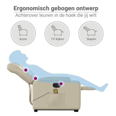 Sta-op-massagestoel verstelbaar kunstleer crèmekleurig