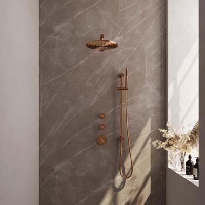 Copper Carving thermostatische inbouw regendouche SET 14 - koper geborsteld PVD