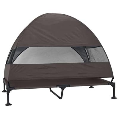 VidaXL Verhoogd hondenbed bruin 127 x 81 x 108 cm stof en staal VidaXL Verhoogd hondenbed bruin 127 x 81 x 108 cm stof en staal