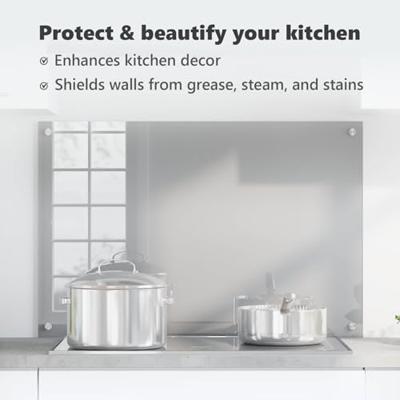 VidaXL Keuken spatscherm lichtgrijs 90 x 60 cm gehard glas