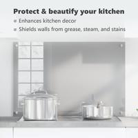 VidaXL Keuken spatscherm lichtgrijs 90 x 60 cm gehard glas - thumbnail