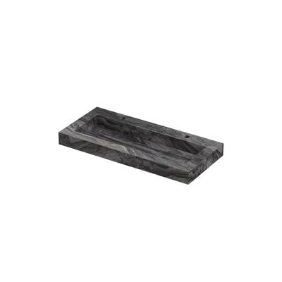 INK Pitch Wastafel keramische slab centraal met drain en front en side skirts 2 kraangaten 100x45x9 Venice brown glossy