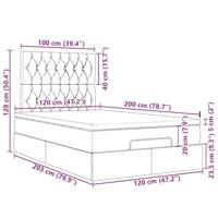 Ottoman bed met matras en LED's 120x200cm stof donkergrijs - thumbnail