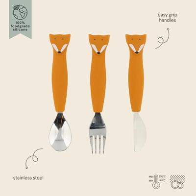 Trixie siliconen eetset - mr. fox, 3st.