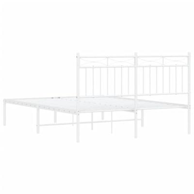 Bedframe met hoofdbord metaal wit 140x200 cm