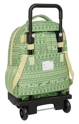 Schoolrugzak met Wielen Mufasa Groen Beige 33 x 45 x 22 cm