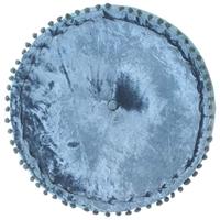 Poef rond 40x20 cm fluweel blauw - thumbnail