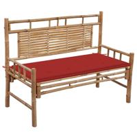 Tuinbank met kussen 120 cm bamboe - thumbnail