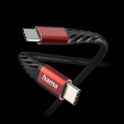 Hama Extreme USB-C naar USB-C kabel (USB-C aansluitkabel, PD USB type C oplaadkabel, 480 Mbit/s datakabel, 1,5 m, voor MacBook Pro, iPad, ChromeBook, Samsung Galaxy S21) zwart/rood