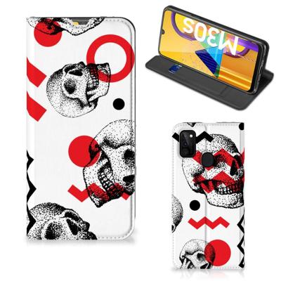 Mobiel BookCase Samsung Galaxy M30s | M21 Skull Red Mobiel BookCase Samsung Galaxy M30s | M21 Skull Red