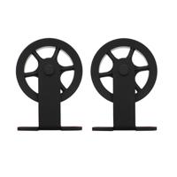 Intersteel Set van 2 hangrollen Wheel Top 17cm - mat zwart - thumbnail