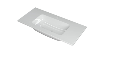 INK Faktor Wastafel Polystone Midden met 1 Kraangat - 1000x450x15 mm - Glans Wit