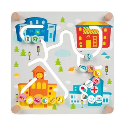 Classic World houten bord sorteerspel 2in1 stad en afval scheiden