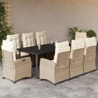 9-delige Tuinset met kussens poly rattan beige - thumbnail