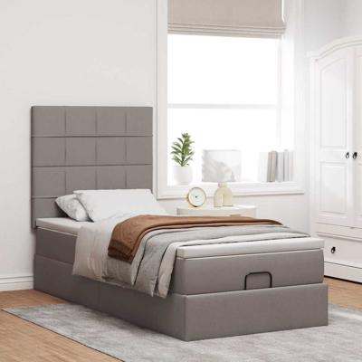 Bed met matras 90x200 cm stof taupe