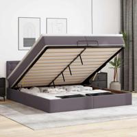 Ottoman bed met matrassen 200x200cm kunstleer grijs - thumbnail