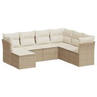 8-delige Loungeset met kussens poly rattan beige - thumbnail