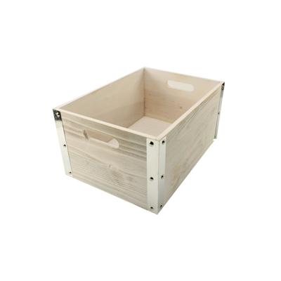 Fietskrat van stoer hout met stalen hoek profiel Medium