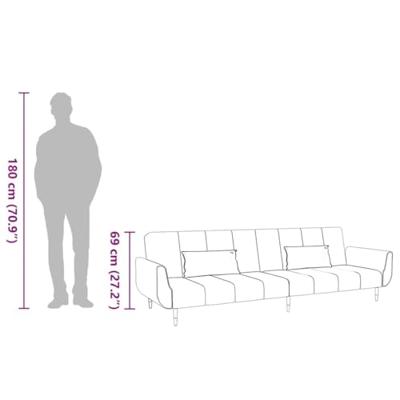Slaapbank 2-zits met 2 kussens fluweel donkergrijs