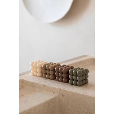 Gusta Kaars cube taupe 8,5 x 8 cm