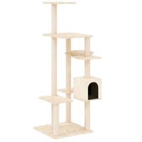 VidaXL Kattenmeubel met sisal krabpalen 142 cm crèmekleurig - thumbnail