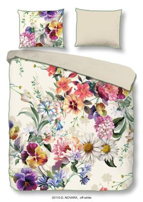 Descanso Dekbedovertrek "bloemen" - Ecru - (200x200/220 cm) - Biologisch Katoen satijn