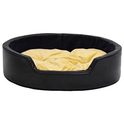 VidaXL Hondenmand 99x89x21 cm pluche en kunstleer zwart en geel