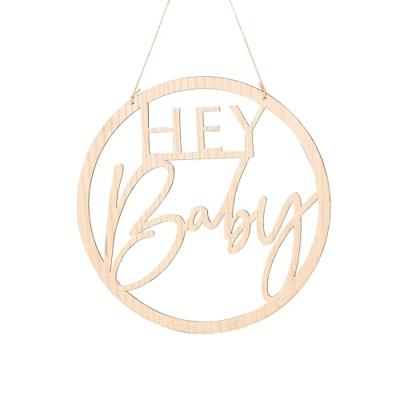 Houten Hanger Geboorte &apos;&apos;Hey Baby&apos;&apos;